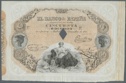 Spain / Spanien: 50 Escudos 1871 P. NL, A Highly Rare Issue Of "El Banco De Espana" With Bank Cancellation At Center, Wi - Altri & Non Classificati