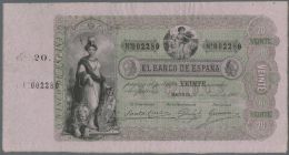 Spain / Spanien: 20 Escudos 1866 "El Banco De Espana" P. NL, Highly Rare Early Issue In Excellent Condition, Never Folde - Autres & Non Classés