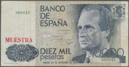 Spain / Spanien: 10.000 Pesetas 1985 SPECIMEN, P.161s With Red Overprint "Muestra" And Serial Number 000045 With Many Fo - Autres & Non Classés