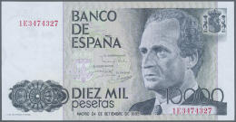 Spain / Spanien: 10.000 Pesetas 1985 P. 161, Light Dint At Lower And Left Border, Never Folded, Crisp Condition: AUNC. - Autres & Non Classés