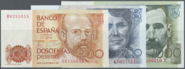 Spain / Spanien: Set Of 3 Notes Containing 200 - 1000 Pesetas 1980 P. 156-158, The First Two In Condition UNC, The Last - Altri & Non Classificati