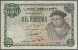 Spain / Spanien: 1000 Pesetas 1946 P. 133a, Used With Folds, No Holes Or Tears, Still Crispness In Paper Nad Original Co - Altri & Non Classificati