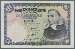 Spain / Spanien: 500 Pesetas 1946 P. 132a, The Note Has A Center Fold Which Seems To Be Stabilized, Probably Pressed But - Altri & Non Classificati