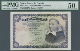 Spain / Spanien: 500 Pesetas 1946 P. 132a, PMG Graded 50 AUNC. - Altri & Non Classificati