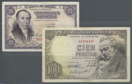 Spain / Spanien: Set Of 2 Notes Containing 25 Pesetas 1946 P. 130a (VF) And 100 Pesetas 1946 P. 131a (VF-). (2 Pcs) - Altri & Non Classificati