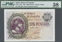 Spain / Spanien: 1000 Pesetas 1940 P. 125a, PMG Graded 58 Choice About UNC. - Altri & Non Classificati