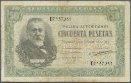 Spain / Spanien: Set Of 2 Notes Containing 50 Pesetas 1940 P. 117a (F-) And 100 Pesetas 1940 P. 118a (F-). (2 Pcs) - Autres & Non Classés
