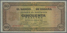 Spain / Spanien: 50 Pesetas 1938 P. 112a In Condition: F+. - Other & Unclassified