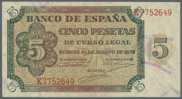 Spain / Spanien: 5 Pesetas 1938 P. 110a In Condition: AUNC. - Autres & Non Classés