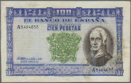 Spain / Spanien: 100  Pesetas 1937 P. 106C, Highly Rare Issue, Unissued Design, With Serial Number And Signatures, 2 Lar - Autres & Non Classés