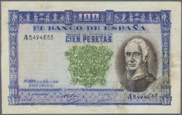 Spain / Spanien: 100  Pesetas 1937 P. 106C, Highly Rare Issue, Unissued Design, With Serial Number And Signatures, 2 Lar - Other & Unclassified