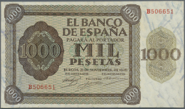 Spain / Spanien: 1000 Pesetas 1936 P. 103a, Horizontal And Vertical Fold, A 1mm Tear At Lower Border Left, No Holes, Cri - Autres & Non Classés