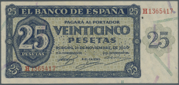 Spain / Spanien: 25 Pesetas 1936 With Cancellation "inutilizado", Regular Serial Number, P. 99s, One Light Vertical Fold - Altri & Non Classificati