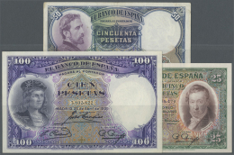 Spain / Spanien: Set Of 3 Notes Containing 25 Pesetas 1931 P. 81 (XF), 50 Pesetas 1931 P. 82 (VF) And 100 Pesetas 1931 P - Altri & Non Classificati