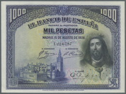 Spain / Spanien: 1000 Pesetas 1928 P. 78a In Condition: AUNC. - Autres & Non Classés