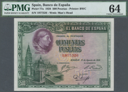 Spain / Spanien: 500 Pesetas 1928 P. 77a, PMG Graded 64 Choice UNC. - Other & Unclassified