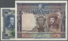Spain / Spanien: Set Of 2 Notes Containing 100 Pesetas ND(1936) P. 69c (VF+) And 1000 Pesetas ND(1936) P. 70c (VF), Nice - Other & Unclassified