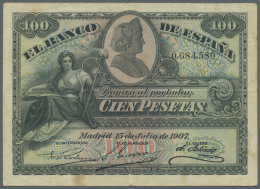 Spain / Spanien: 100 Pesetas 1907 P. 64a, Used With Folds, Still Strongness In Paper And Original Colors, Condition: VF- - Altri & Non Classificati