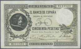 Spain / Spanien: 50 Pesetas 1902 P. 52, Rare Note As Issued Banknote, Vertically And Horizontally Folded, Pressed, A Ver - Autres & Non Classés