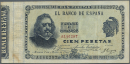 Spain / Spanien: 100 Pesetar 1900 P. 51a, Rare Banknote, 3 Vertical Folds, One Tiny Stabilization And Restoration At Upp - Other & Unclassified