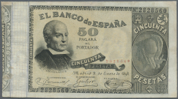 Spain / Spanien: 50 Pesetas 1898 P. 47, Rare Banknote, Professionally Restored At 4 Areas At Upper Border And 2 Tiny Are - Autres & Non Classés