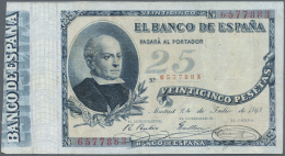 Spain / Spanien: 25 Pesetas 1893 P. 42, Very Rare Banknote, Vertically And Horizontally Folded, A 8mm Tear Repaired At L - Autres & Non Classés