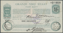 South Africa / Südafrika: Oranje Frij Staat, 1 Shilling 1900 P. S681a, Vertically Folded, Pinholes, Stamp On Back, - Sudafrica