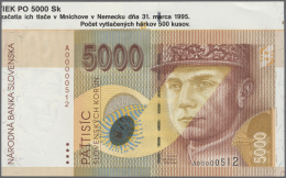 Slovakia / Slovakei: 5000 Korun 1995 P. 29r, Rare With Sheet Border Piece, In Condition: UNC. - Slovacchia