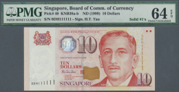 Singapore / Singapur: Large And Rare Set Of 10 Pcs 10 Dollars ND(1999) P. 40, All With Special Numbers And All PMG Grade - Singapour