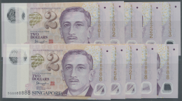 Singapore / Singapur: Set Of 25 Pcs 2 Dollars ND(1999) P. 38, All With Special Numbers, Very Rare, Containing #5GQ000001 - Singapore