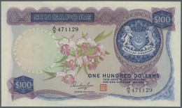 Singapore / Singapur: 100 Dollars ND(1967-73) P. 6d, Light Vertical Bend, Hard To See, Condition: AUNC. - Singapour