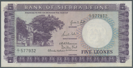 Sierra Leone: 5 Leones 1964 P. 3, Light Folds In Paper, Pressed, No Holes Or Tears, Condition: F+ To VF-. - Sierra Leone