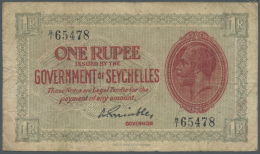 Seychelles / Seychellen: 1 Rupee ND(1936) P. 2f, Used With Several Folds And Creases, A Center Hole, Softness In Paper B - Seychelles