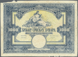 Serbia /Serbien: Printers Essay Of An Not Issued 1000 Dinara Note 1942, P.NL On Thick Paper, Without Watermark. Extremel - Serbie