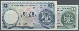 Scotland / Schottland: Set Of 2 Notes The Royal Bank Of Scotland Ltd. Containing 1 Pound 1981 P. 336a (UNC) And 5 Pounds - Autres & Non Classés