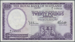 Scotland / Schottland: The Royal Bank Of Scotland 20 Pounds 1969 P. 332, Several Vertical Folds, Further Handling In Pap - Altri & Non Classificati