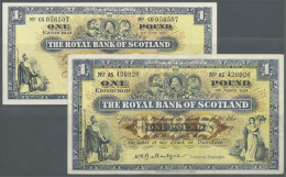 Scotland / Schottland: Set Of 2 Notes The Royal Bank Of Scotland Containing 1 Pound 1958 P. 324b (VF-) And 1 Pound 1965 - Autres & Non Classés