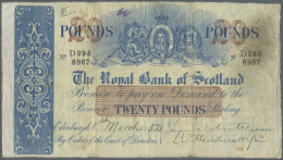 Scotland / Schottland: 20 Pounds 1932 P. 319, Large Size Note, Used With Several Folds And Stain In Paper, Small Center - Altri & Non Classificati