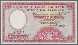 Scotland / Schottland: National Commercial Bank Of Scotland Limited 20 Pounds 1959 P. 267, Vertical And Horizontal Folds - Altri & Non Classificati