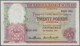Scotland / Schottland: The National Bank Of Scotland Limited 20 Pounds 1957 P. 263, Vertically And Horizontally Folded, - Autres & Non Classés