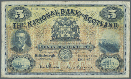 Scotland / Schottland: The National Bank Of Scotland Limited 5 Pounds 1955 P. 259d, Used With Several Folds And Creases, - Altri & Non Classificati