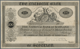 Scotland / Schottland: The National Bank Of Scotland Limited 100 Pounds ND(1862) P. 239p, Proof On Card, Uniface, Stampe - Autres & Non Classés