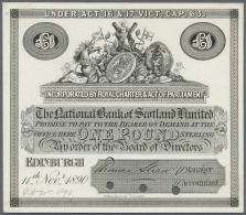 Scotland / Schottland: The National Bank Of Scotland Limited 1 Pound 1890 Proof P. 236p, Printed On Card, Pencil Annotat - Autres & Non Classés