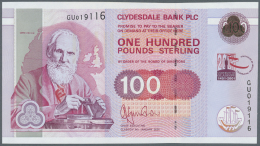 Scotland / Schottland: Clydesdale Bank PLC 100 Pounds 2001 P. 229D, Only One Very Very Light Dint At Right, Otherwise Pe - Altri & Non Classificati