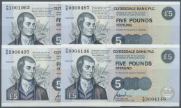 Scotland / Schottland: Clydesdale Bank PLC Set Of 4 Notes Containing 5 Pounds 1996 P. 224a,b,c,d, Three Of Them Conditio - Altri & Non Classificati