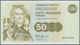 Scotland / Schottland: Clydesdale Bank PLC 50 Pounds 1992 P. 222, Only Light Vertical Folds, No Other Damages, Crisp Ori - Autres & Non Classés