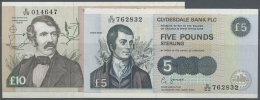 Scotland / Schottland: Set Of 2 Notes Clydesdale Bank Plc Containing 5 Pounds 2002 P. 218d In UNC And 10 Pounds 1996 P. - Altri & Non Classificati