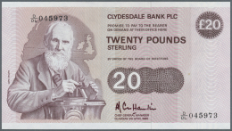 Scotland / Schottland: Clydesdale Bank PLC 20 Pounds 1985 P. 215b, One Light Dint And One Small Stain Dot At Right, Othe - Altri & Non Classificati