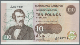 Scotland / Schottland: Clydesdale Bank PLC 10 Pounds 1990 P. 214, Light Vertical Folds, Crisp Paper, Condition: VF+. - Altri & Non Classificati