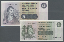 Scotland / Schottland: Set Of 2 Notes Clydesdale Bank Plc 1 Pound 1988 P. 211d (UNC) And 5 Pounds 1989 P. 212d (UNC). (2 - Altri & Non Classificati